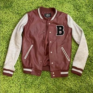 Faux leather bomber jacket
